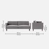 Tharoli Velvet 3 Seater Sofa in Grey Colour