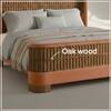 Heritage Cane Upholstered King Size Bed in Linen With Oak wood Frame