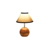 White & Black cotton with Natural Wood Table Lamp