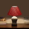 Devansh Conical Maroon Jute Shade Lamp With Wood & Mosaic Glass Base For Decoration/Office/Home/Gifting/Study For Decoration/Office/Home/Gifting/Study -(10X10X14.5) Inches -A