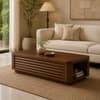 Marlow Sheesham Wood Ribbed Coffee Table in Walnut Finish