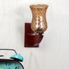Devansh Solid Wood Electric Wall Light in Brown Colour with Lavender Shade Count of 1 Light