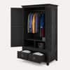 Alaca Solid Sheesham Wood 2 Door 2 Drawer Wardrobe In Black Finish