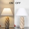 BURFORD  Distress White Finish  Wood  Table Lamp With White Cotton Shade