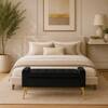 Doe Buck Upholstered Storage Bench in Black Colour with Gold Legs
