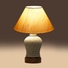 Devansh Conical Off White Cotton Shade Lamp With Wood & Mosaic Glass Base For Decoration/Office/Home/Gifting/Study For Decoration/Office/Home/Gifting/Study -(10X10X14.5) Inches -A