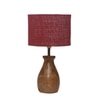 Devansh Maroon Jute Table Lamp With G Wood Natural Base -(7X13 Inches)-12