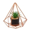 Geometric Metal Planter With Artificial Plant
