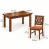 Globally Indian Bandhana Solid Sheesham Wood 4 Seater Dining Table Set 4 Chairs Terracotta Orange