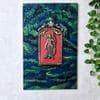 Multi Color Wooden Wall Art Panel with hand made God's idol Cone Art Work of Marble Dust and Clay