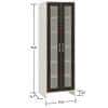 Atlanta Tall Crockery cum Bookshelf Cabinet with Toughened Glass Shutters in Antique Ebony Colour