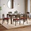 Atlas Solid Wood 6 Seater Dining Table With 6  Lunar Dining Chairs (Finish : Danish Walnut, Chair Colour : Dark Coral)