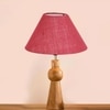 Devansh Pink Jute Table Lamp With  Wood Natural Base (10X18 Inches)-35