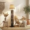 Symmetric Beige Jute Floor Lamp with Beige Jute Base