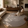 Handmade Round Wool Silk Rug Abstract Contour Taupe 10 Feet Carpet