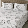 Bela Black & White Geometric 330 TC Cotton Flat Super King Size Bedsheet with 2 Pillow Covers – Threads