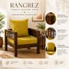 Rangrez Sheesham Wood 1 Seater Sofa in Provincial Teak Finish