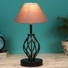 Lena Grey cotton Table lamp with Iron Base