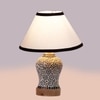 Devansh Conical White & Black  Cotton Shade Lamp With Wood & Mosaic Glass Base For Decoration/Office/Home/Gifting/Study For Decoration/Office/Home/Gifting/Study -(10X10X14.5) Inches -A
