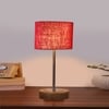 Devansh Maroon Jute Table Lamp With G Natural  Wood Base  & Steel Pipe -(7X17 Inches)-12