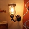 Devansh Metal Electric Wall Light in Antique gold Colour with Lavender Shade Count of 1 Light