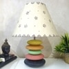 Pebble Dotted Pink Beige Wooden Table Lamp in Multicolor