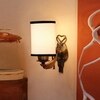 Devansh Metal Electric Wall Light in Antique Gold Colour with White & Black Shade Count of 1 Light