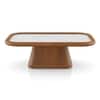 Lazo Solid Wood And Banswara Marble Rectangular Coffee Table In Amber Walnut Finish