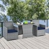 Carry Bird Wicker Patio Furniture Outdoor Balcony Chairs In Grey And Navy Blue Colour