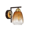 Kichler Single Light Wall Fitting In Brass And Wood Finish Metal With Amber Glass