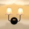 Devansh Dual Black Wallmounted Lamp With Cotton Off-White Shade