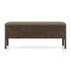 Zaha Solid Wood Upholstered Storage Bench In Danish walnut Finish with Truffle Beige Velvet Colour