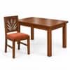 Globally Indian Kusha Solid Sheesham Wood 4 Seater Dining Table Set 4 Chairs Terracotta Orange