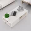 Hexa Engineered Wood Modern Coffee Table With Golden Metal Legs In Frosty White