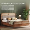 Hanoi Solid Wood Cane Queen Size Non Storage Bed In Amber Walnut Finish with Shitake Beige Colour