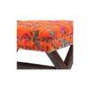 Rosslyn Solid Wood Pouf Stool in Bird Print Orange Ethnic Kantha fabric