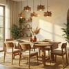 Star 5 Series Brown Solid Wood Cluster Hanging Light