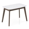Lunar Solid Wood and Carrara White 4 Seater Dining Table in Danish Walnut Finish
