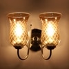 Devansh Steel Electric Wall Light in Steel Colour with Lavender Shade Count of 2 Lights