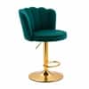 Doe Buck Luxury Teal Velvet Adjustable Bar Stool Chair with Gold Hydraulic Base