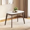 Lunar Solid Wood and Carrara White 4 Seater Dining Table in Danish Walnut Finish