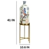 Feather Beauty Glass Shade Electric Table Lamp with Metal Base in White Colour