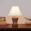 Devansh Off-White Cotton Shade Cross Pleated Lamp With Wood & Mosaic Glass Base For Decoration/Office/Home/Gifting/Study For Decoration/Office/Home/Gifting/Study