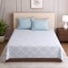 White Floral Cotton 400 Tc Flat Single Bed Size Bedsheet With 2 Pillow Covers