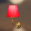 Devansh Metal Electric Wall Light in Gold Colour with Red Shade Count of 1 Light