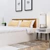 Hexa Engineered Wood Modern Queen Bed With Headboard With Storage In Frosty White And Giant Wood
