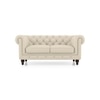 Winchester 2 Seater Half Leather Sofa In Creme Fraiche Italian Leather