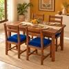 Globally Indian Sarala Solid Sheesham Wood 4 Seater Dining Table Set 4 Chairs Navy Blue