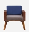LIfty Sheesham Wood 1 Seater Sofa In Provincial Teak Finish & Blue Back