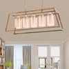 Eliante Hanging Light, Champaign Glass Shade, Mild Steel, 5 Bulbs – Modern Pendant Lighting